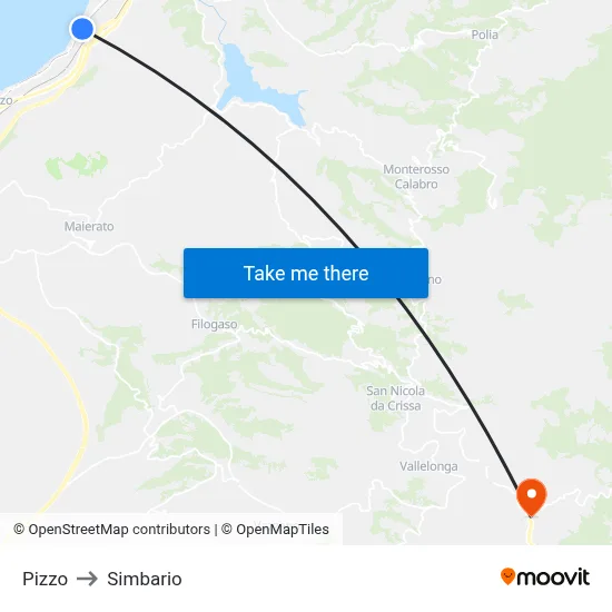 Pizzo to Simbario map