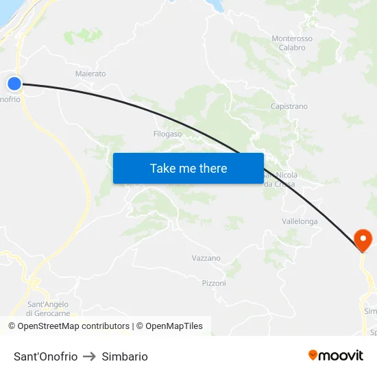 Sant'Onofrio to Simbario map