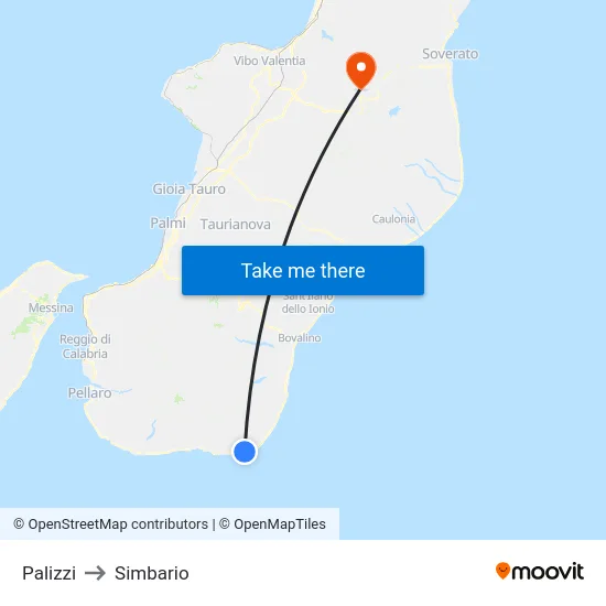 Palizzi to Simbario map