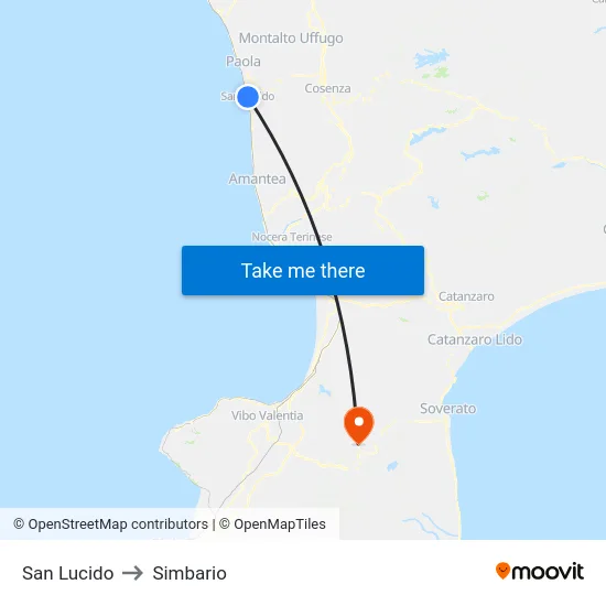 San Lucido to Simbario map