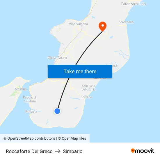 Roccaforte Del Greco to Simbario map