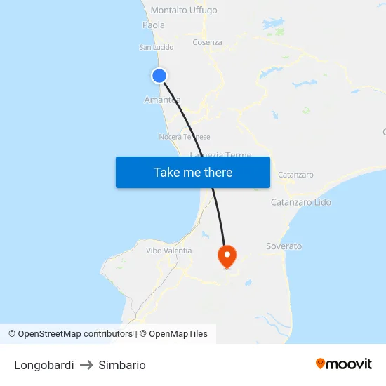 Longobardi to Simbario map