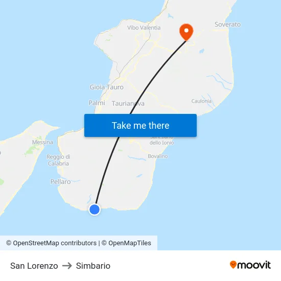 San Lorenzo to Simbario map
