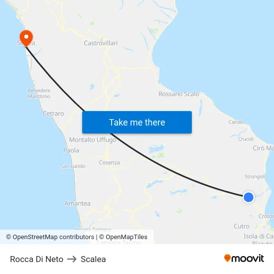 Rocca Di Neto to Scalea map