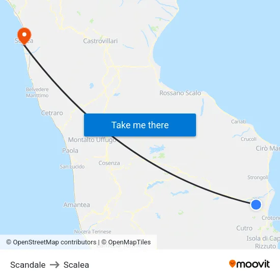 Scandale to Scalea map