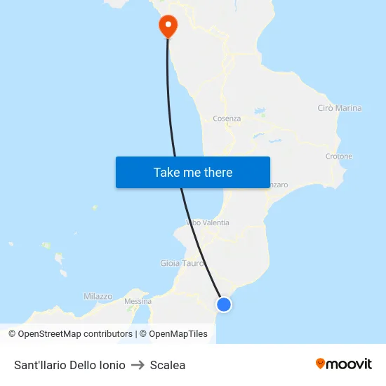 Sant'Ilario Dello Ionio to Scalea map