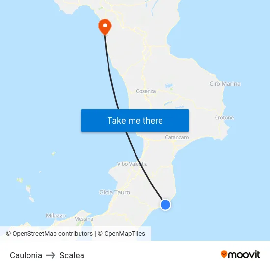 Caulonia to Scalea map