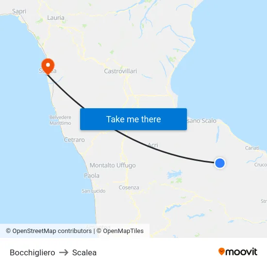 Bocchigliero to Scalea map