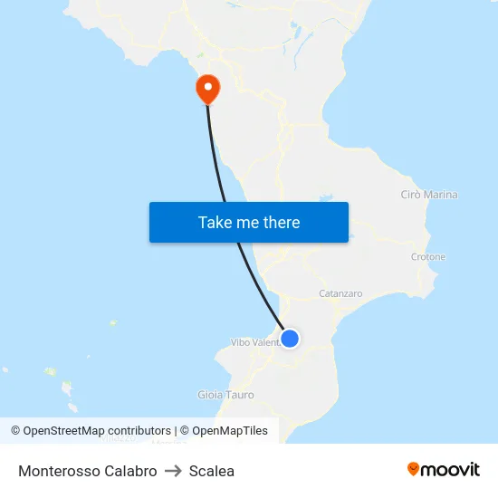 Monterosso Calabro to Scalea map