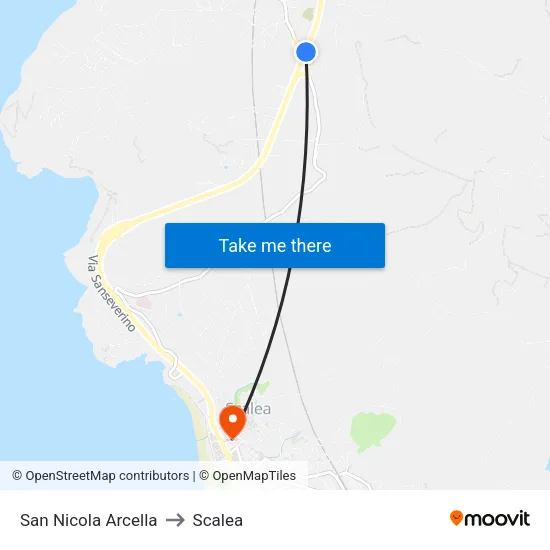 San Nicola Arcella to Scalea map