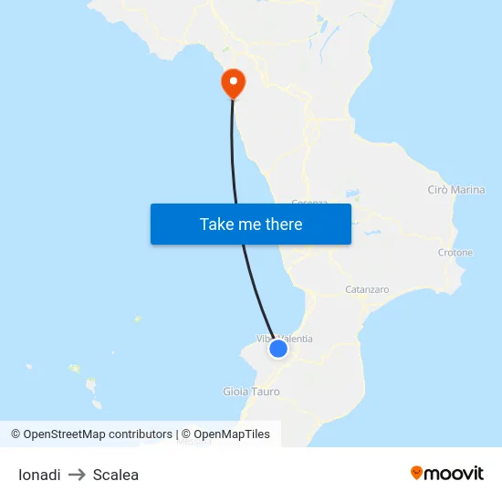 Ionadi to Scalea map