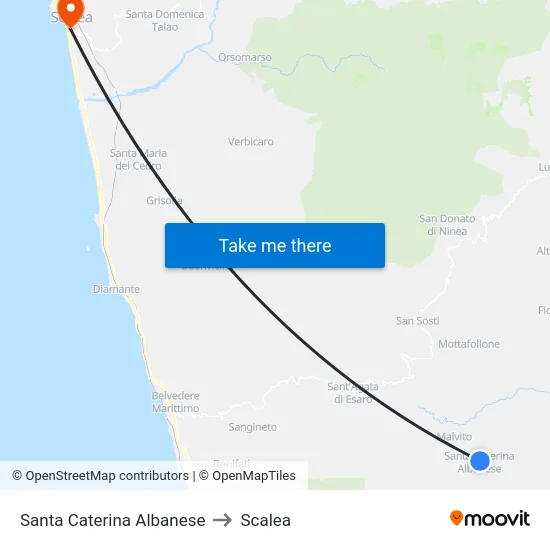 Santa Caterina Albanese to Scalea map