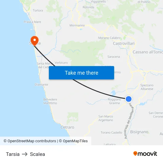Tarsia to Scalea map