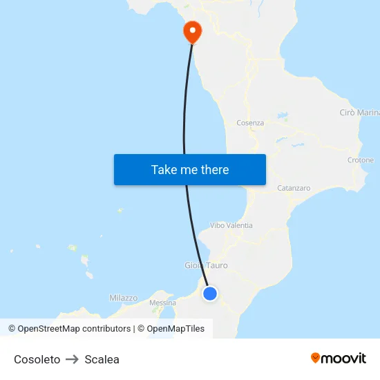 Cosoleto to Scalea map