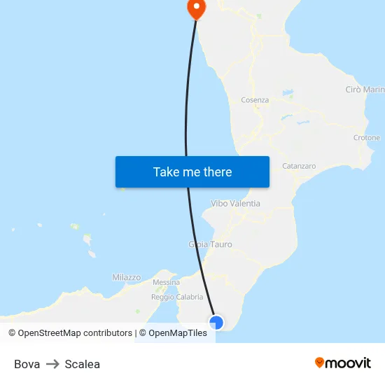 Bova to Scalea map