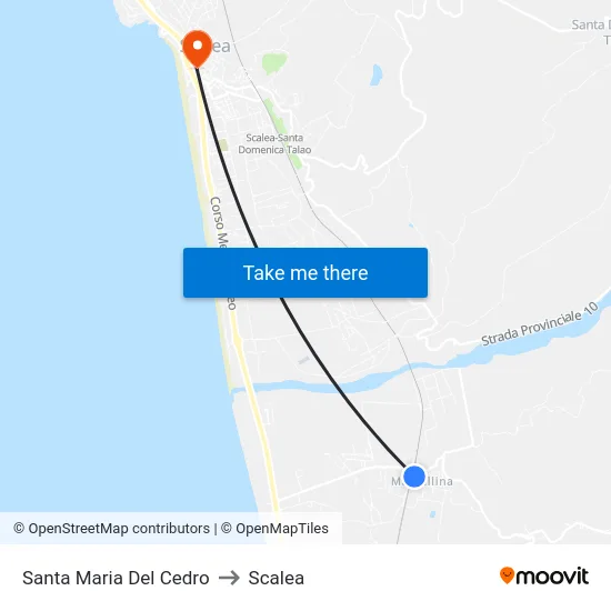 Santa Maria Del Cedro to Scalea map