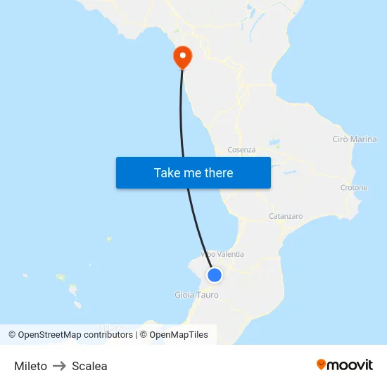 Mileto to Scalea map
