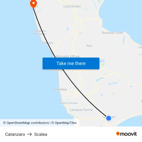 Catanzaro to Scalea map