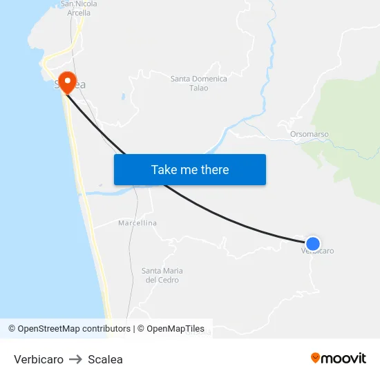 Verbicaro to Scalea map