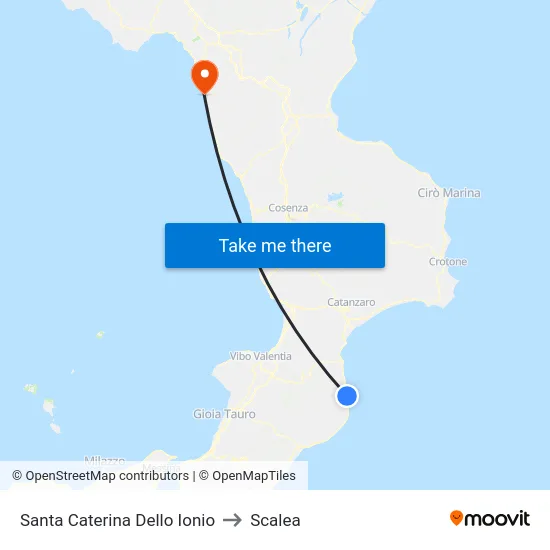 Santa Caterina Dello Ionio to Scalea map