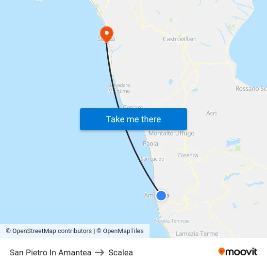 San Pietro In Amantea to Scalea map