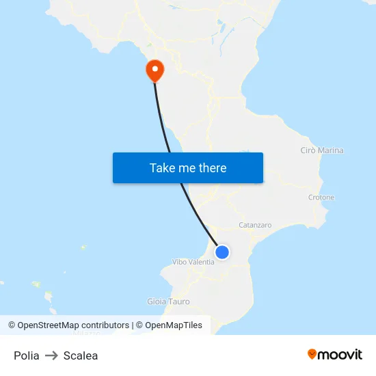 Polia to Scalea map