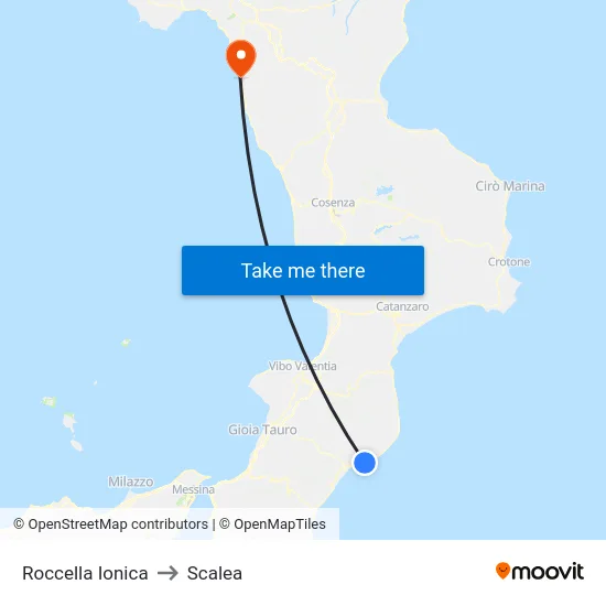 Roccella Ionica to Scalea map