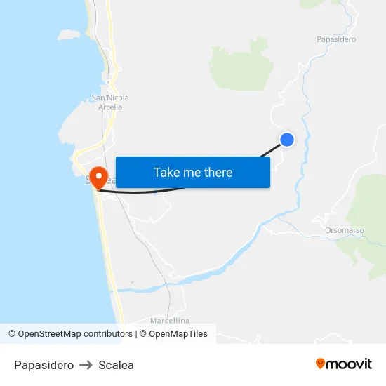 Papasidero to Scalea map