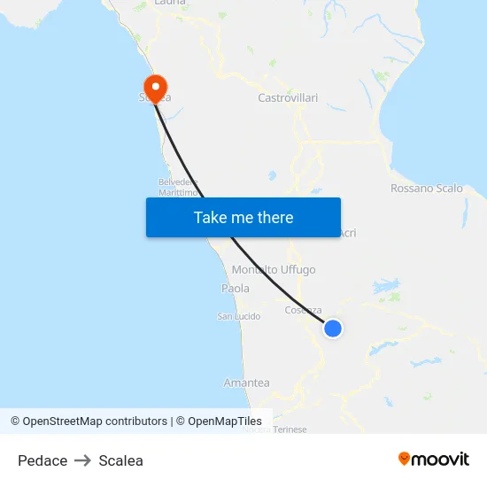 Pedace to Scalea map