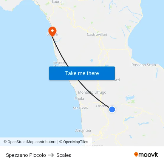 Spezzano Piccolo to Scalea map