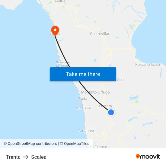 Trenta to Scalea map