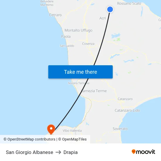 San Giorgio Albanese to Drapia map