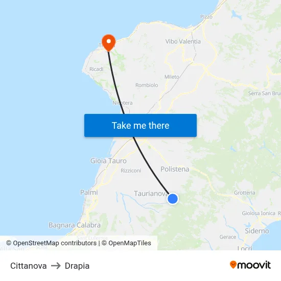 Cittanova to Drapia map