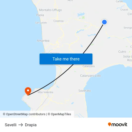 Savelli to Drapia map