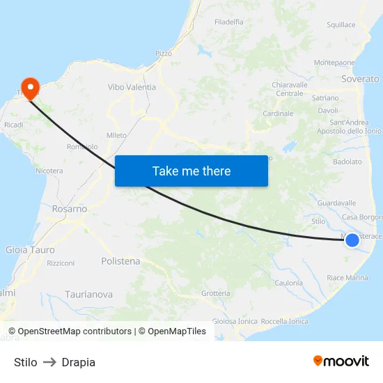 Stilo to Drapia map