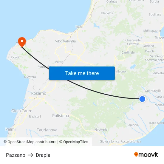 Pazzano to Drapia map