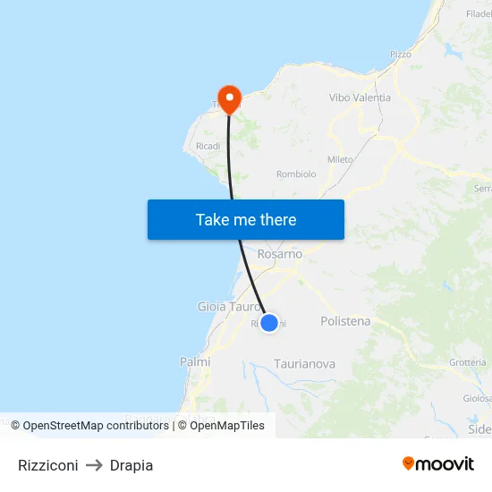 Rizziconi to Drapia map