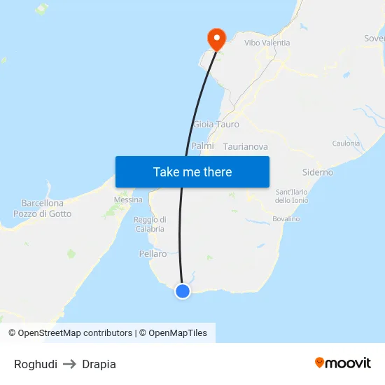 Roghudi to Drapia map