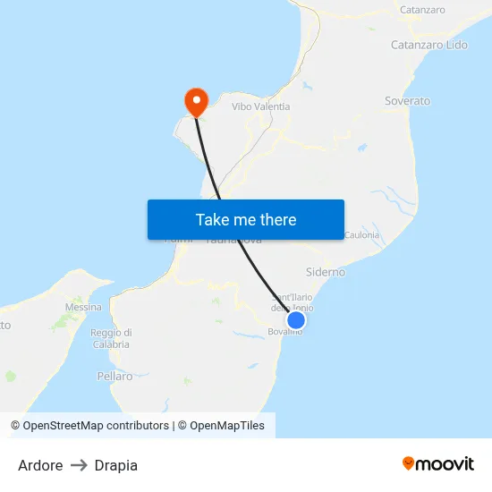Ardore to Drapia map