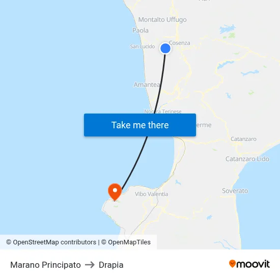 Marano Principato to Drapia map