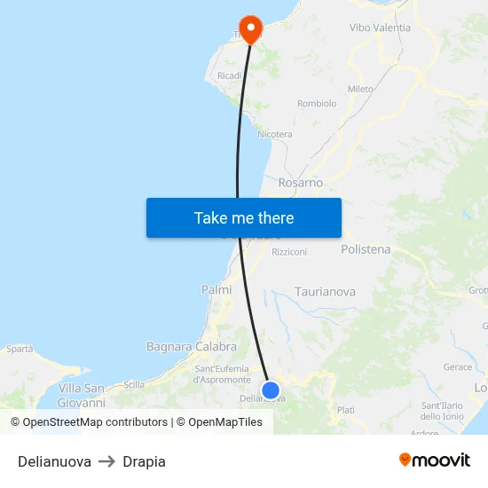 Delianuova to Drapia map