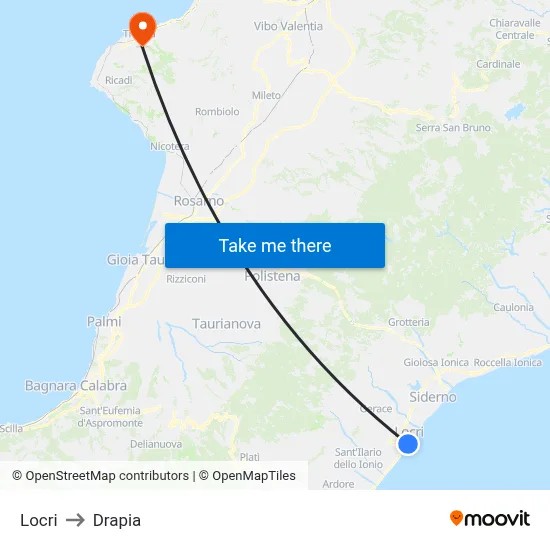 Locri to Drapia map