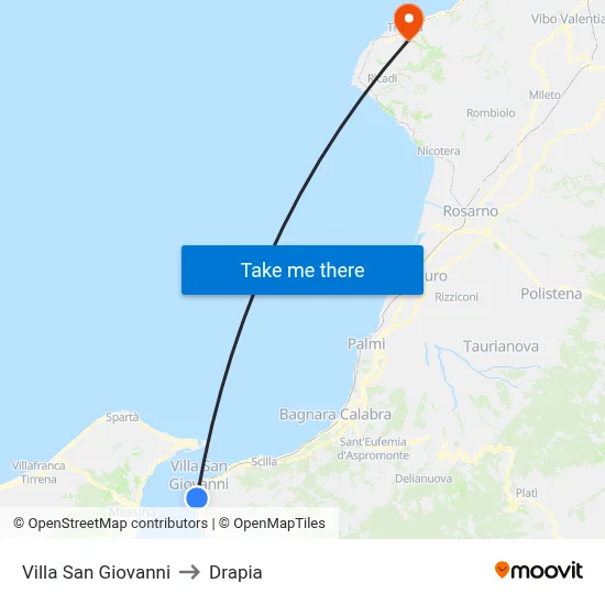 Villa San Giovanni to Drapia map