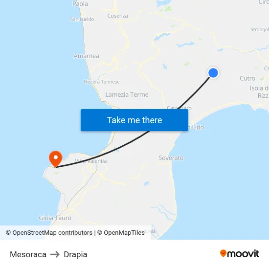 Mesoraca to Drapia map