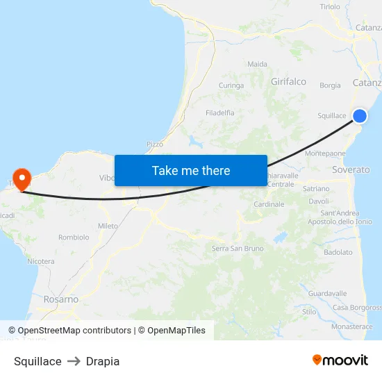 Squillace to Drapia map