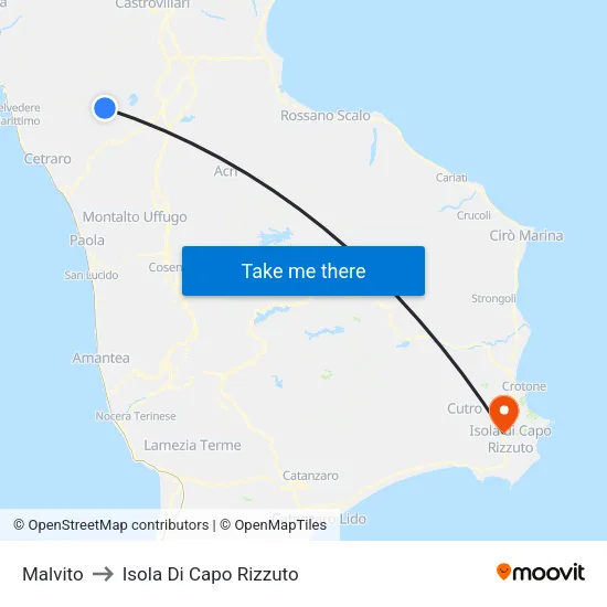 Malvito to Isola Di Capo Rizzuto map