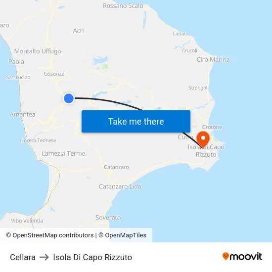 Cellara to Isola Di Capo Rizzuto map