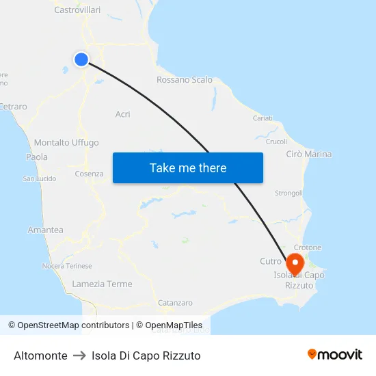 Altomonte to Isola Di Capo Rizzuto map