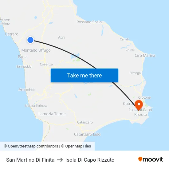 San Martino Di Finita to Isola Di Capo Rizzuto map