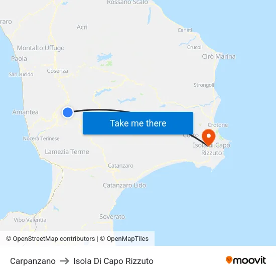 Carpanzano to Isola Di Capo Rizzuto map